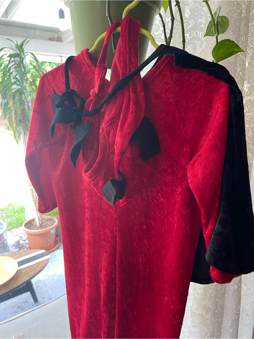 Infant/toddler Charades brand Red Devil Costume with Black Cape Accent